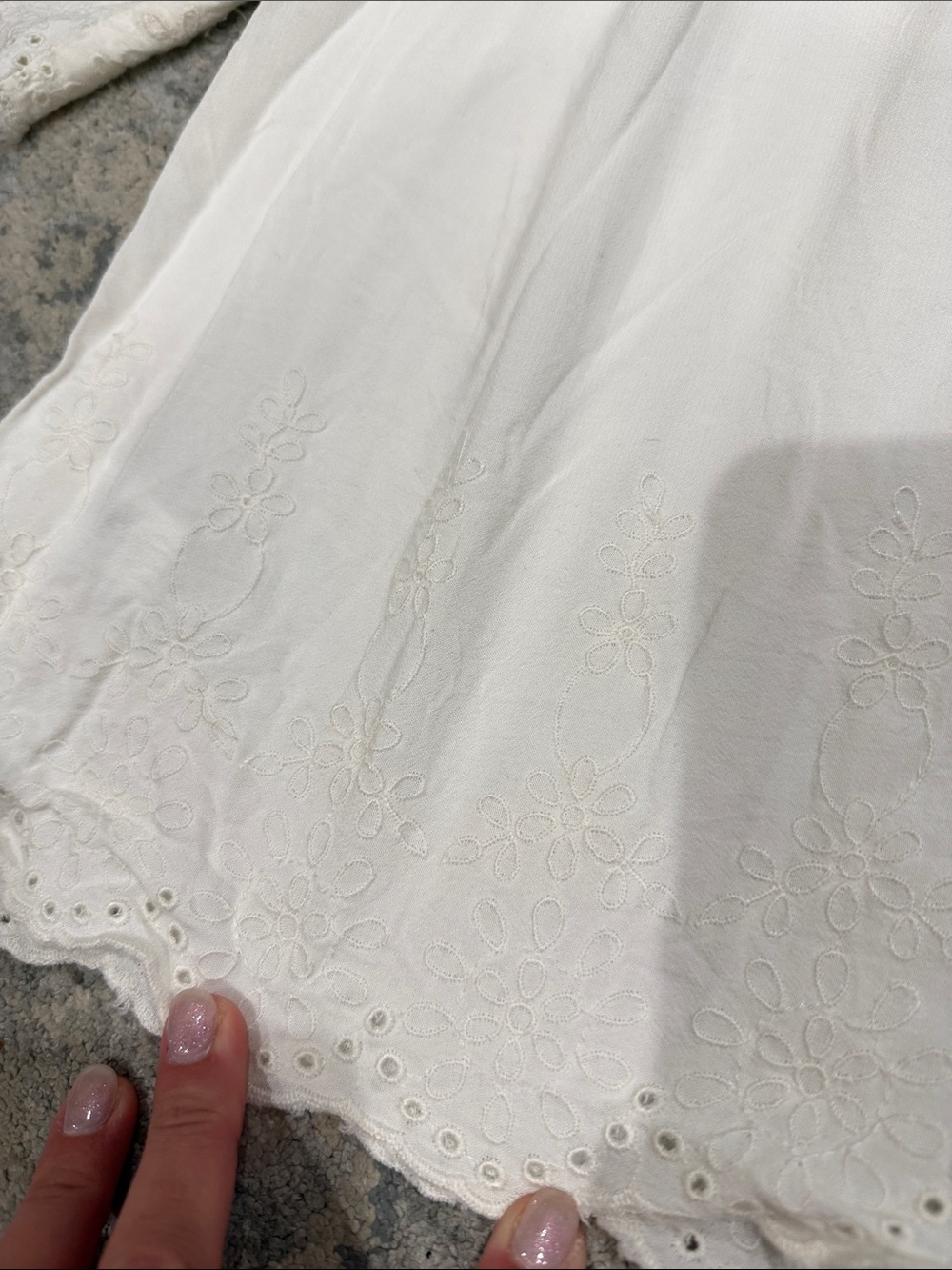 Women's White Off-Shoulder Eyelet Peasant Top - Picture 2 of 2